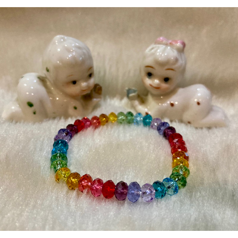 Elastic Swarovski Crystal Donut Rondelle Rainbow bracelet bangle