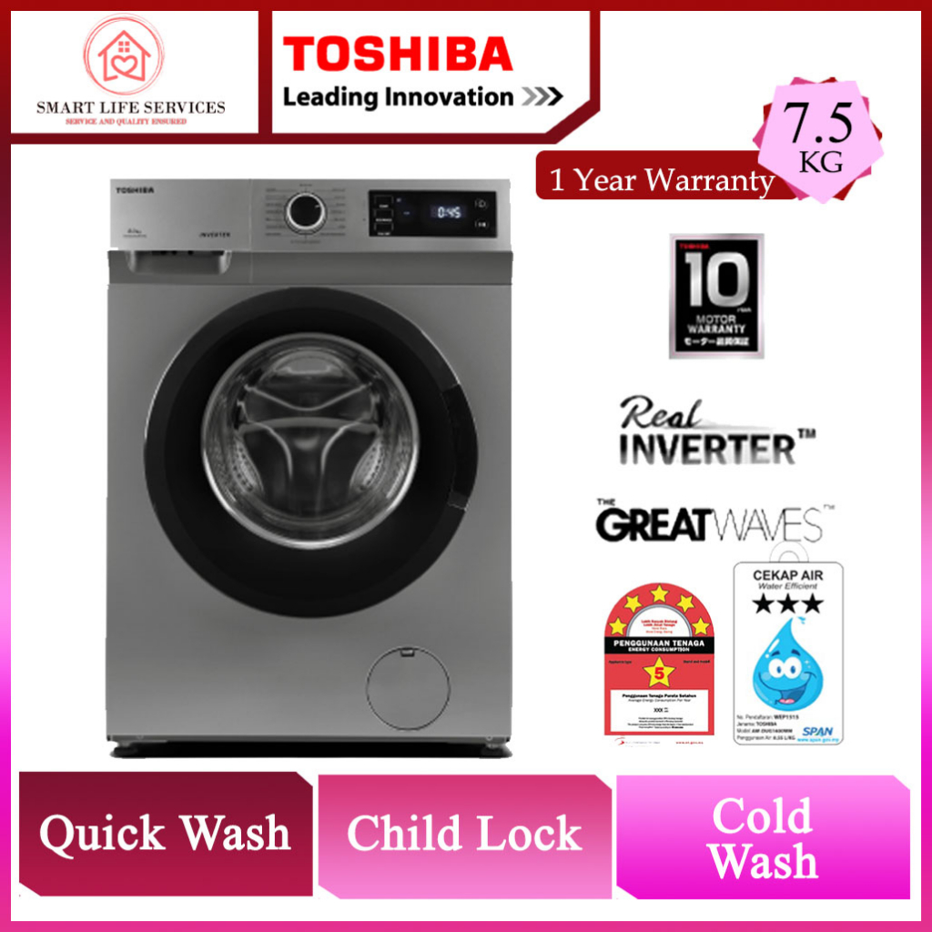 【LOWEST PRICE】Toshiba 7.5kg/ 8.5kg/ 9.5KG Front Load Real Inverter