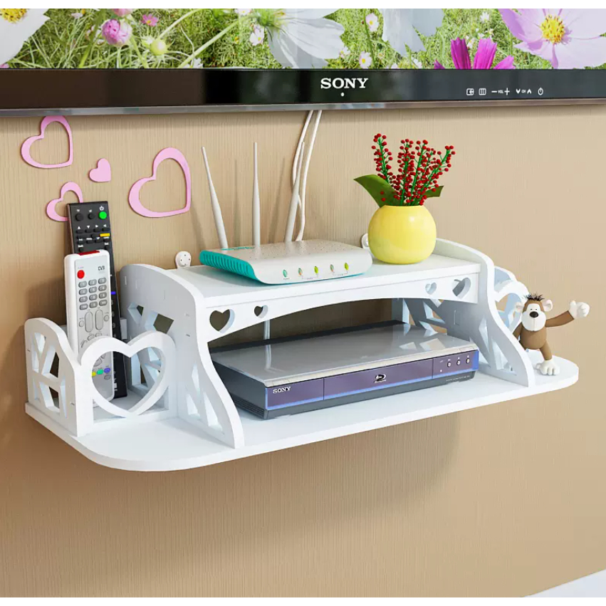 Router Shelf PVC Rack TV Shelf Wall Mounted Shelves Modem Organizer