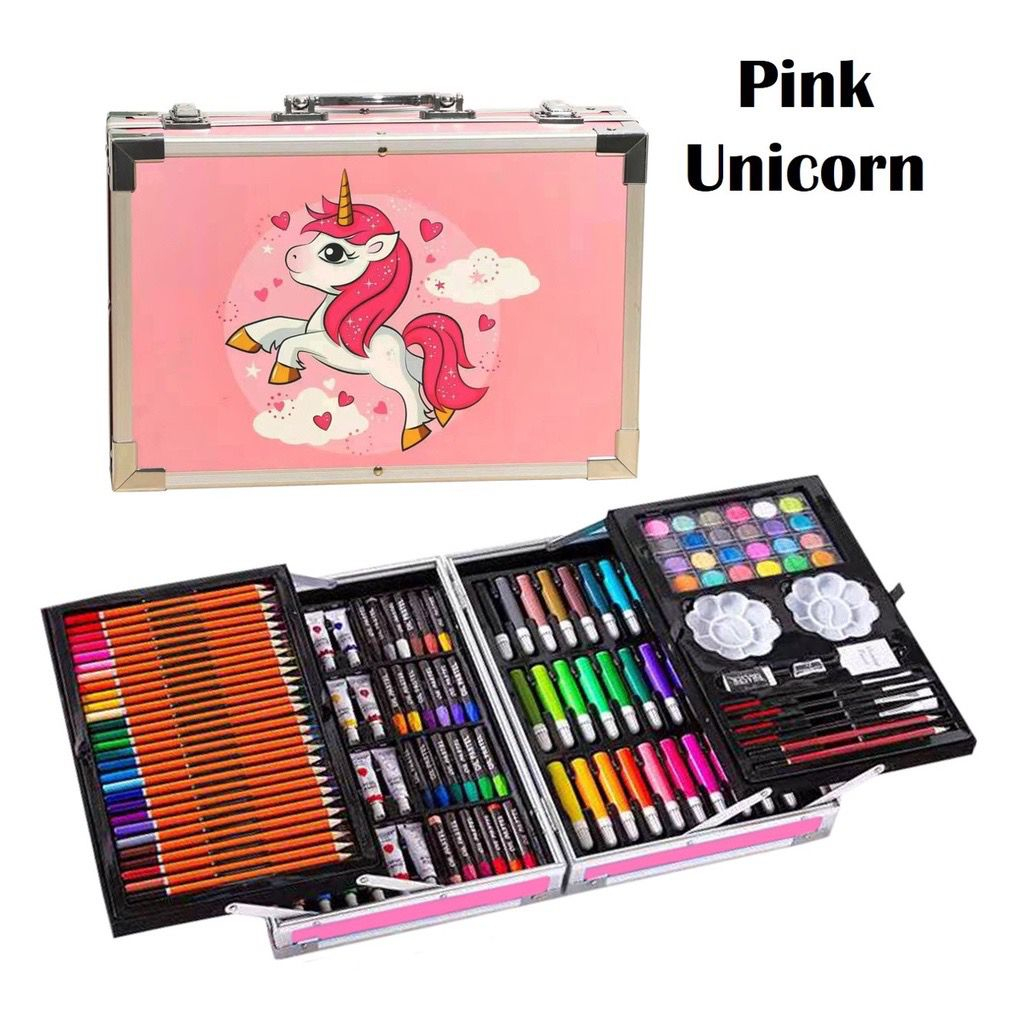 145pcs Art set Unicorn Design Aluminum Case Painting Pen Stationery Set