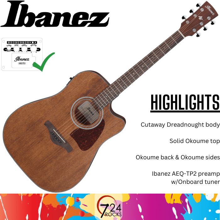 Ibanez Guitar Ibanez Aw54ce Opn Artwood Series Acoustic Electric Guitar Open Pore Natural 7283