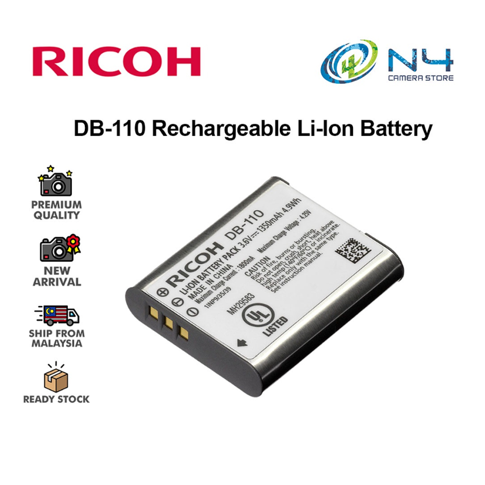 Ricoh DB-110 Rechargeable Li-Ion Battery & BJ-11 Battery Charger DB110 ...