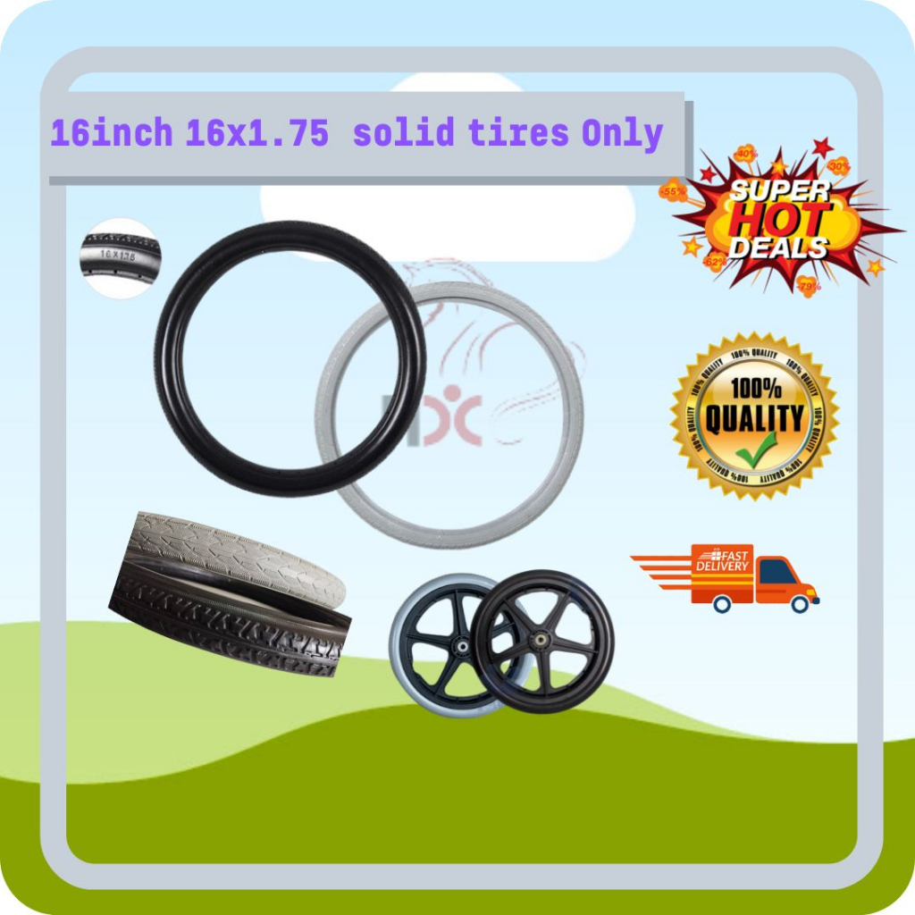 Wheelchair Accessories 16inch 16x1.75 = 16x1 3/8 solid tires Only tayar ...
