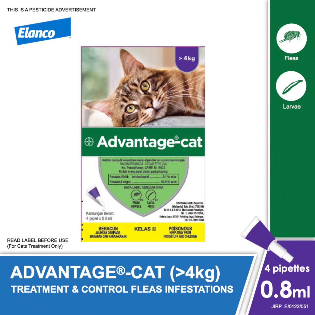 Advantage Cat Spot On Flea Treatment (4 x 0.8ml) | Shopee Malaysia