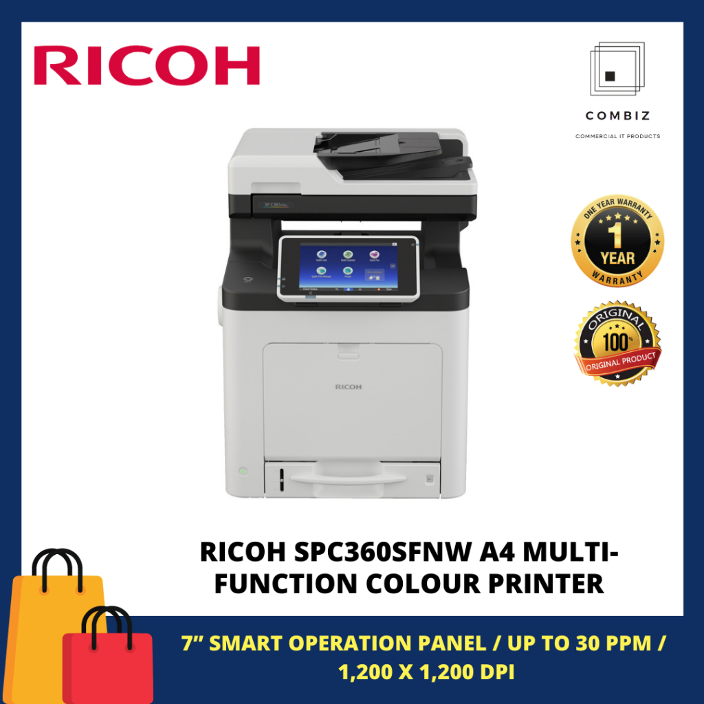 RICOH SP C360SFNW A4 COLOUR OFFICE PRINTER (PRINT / SCAN / COPY/ FAX ...