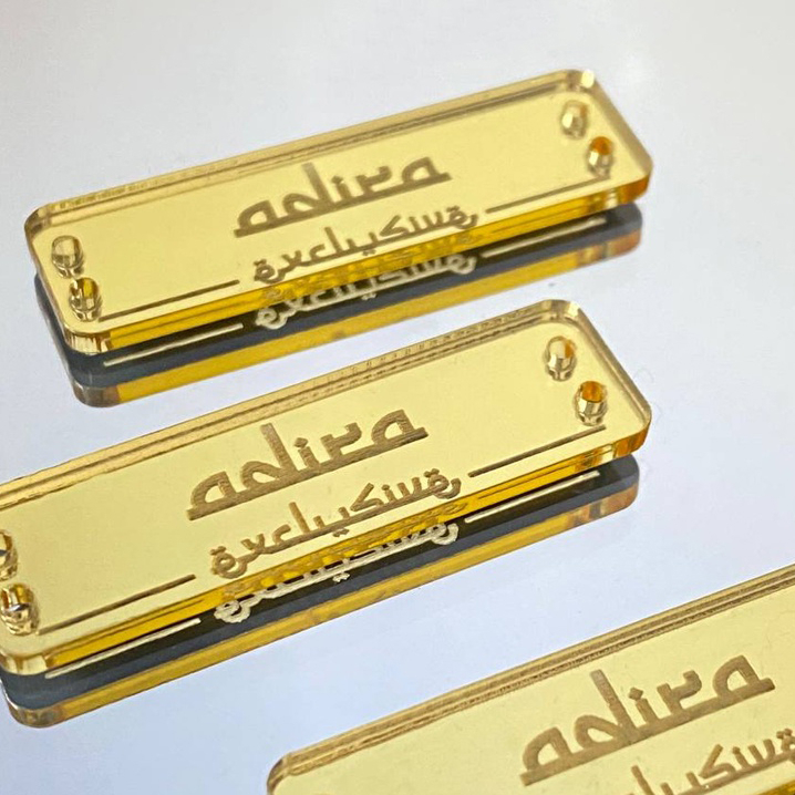 Label Tag Tudung Acrylic Mirror Gold / Silver / Rose Gold [ULTRA