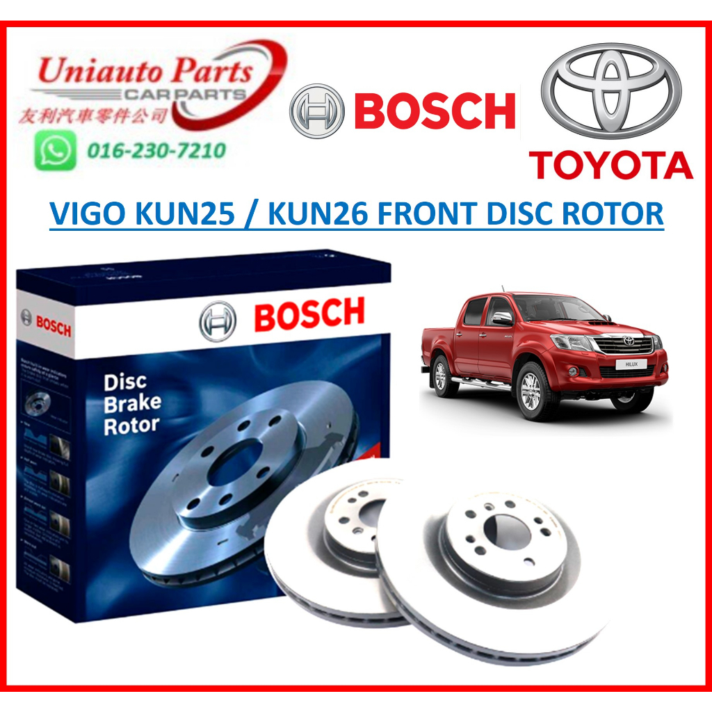 [ BOSCH ] TOYOTA HILUX VIGO KUN25 (04' - 15', 2.5cc) FRONT DISC ROTOR ...
