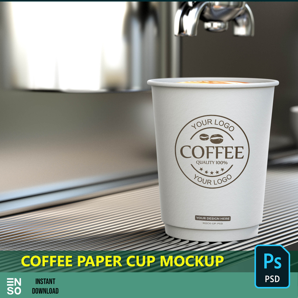 Editable Template Mockup File Coffee Paper Cup Design
