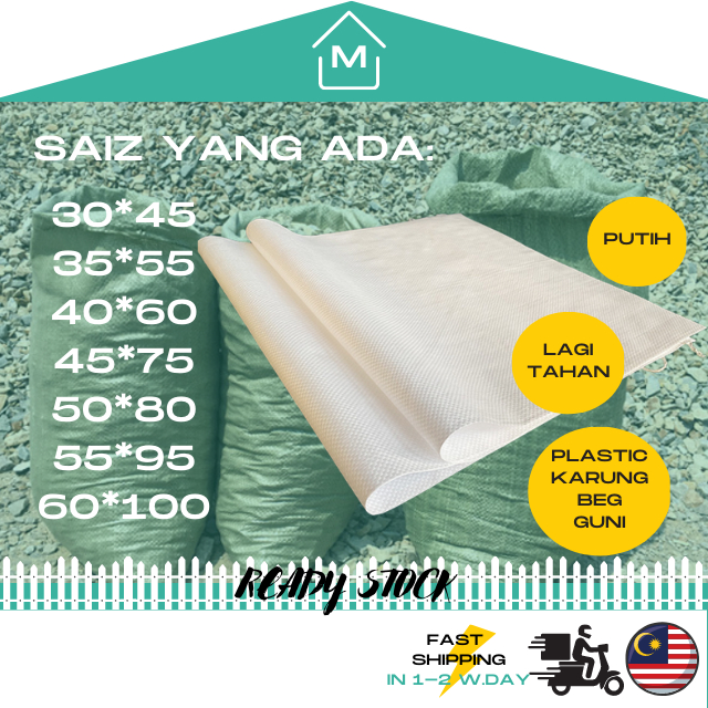 [LIGHT/HEAVY DUTY] PP WHITE Woven Courier Parcel Storage Guni Sand Bag ...