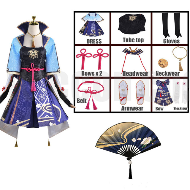 Game Genshin Impact Kamisato Ayaka Cosplay Costume Dress Halloween