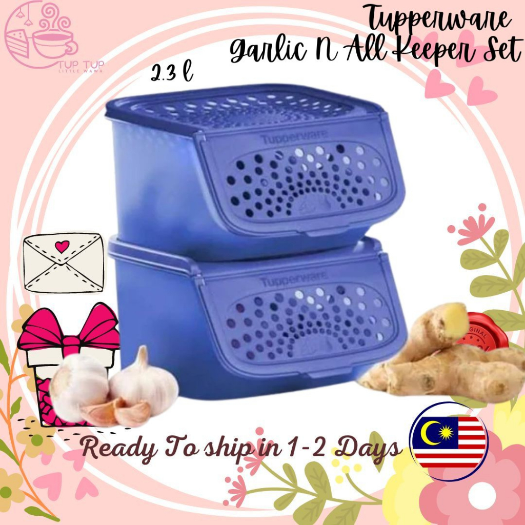 🎁 Hadiah Tupperware🎁Wish card 🎁Tupperware Garlic N All Keeper 2.3L Blue ...