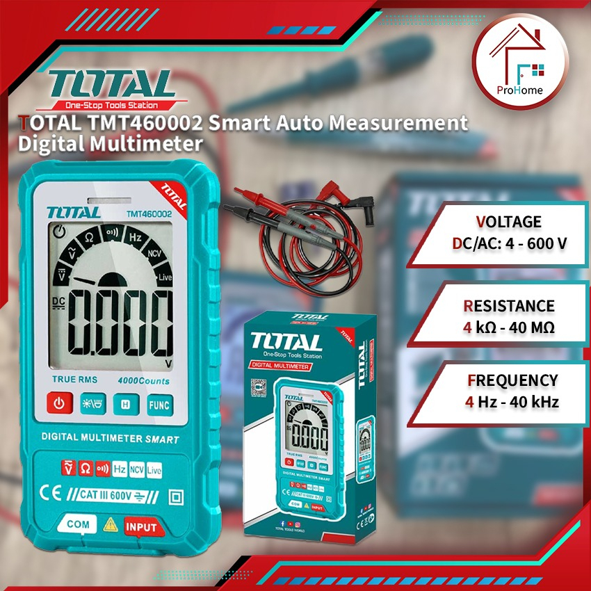 TOTAL TMT460002 Auto Measurement Digital Multimeter CATIII 600V 4000