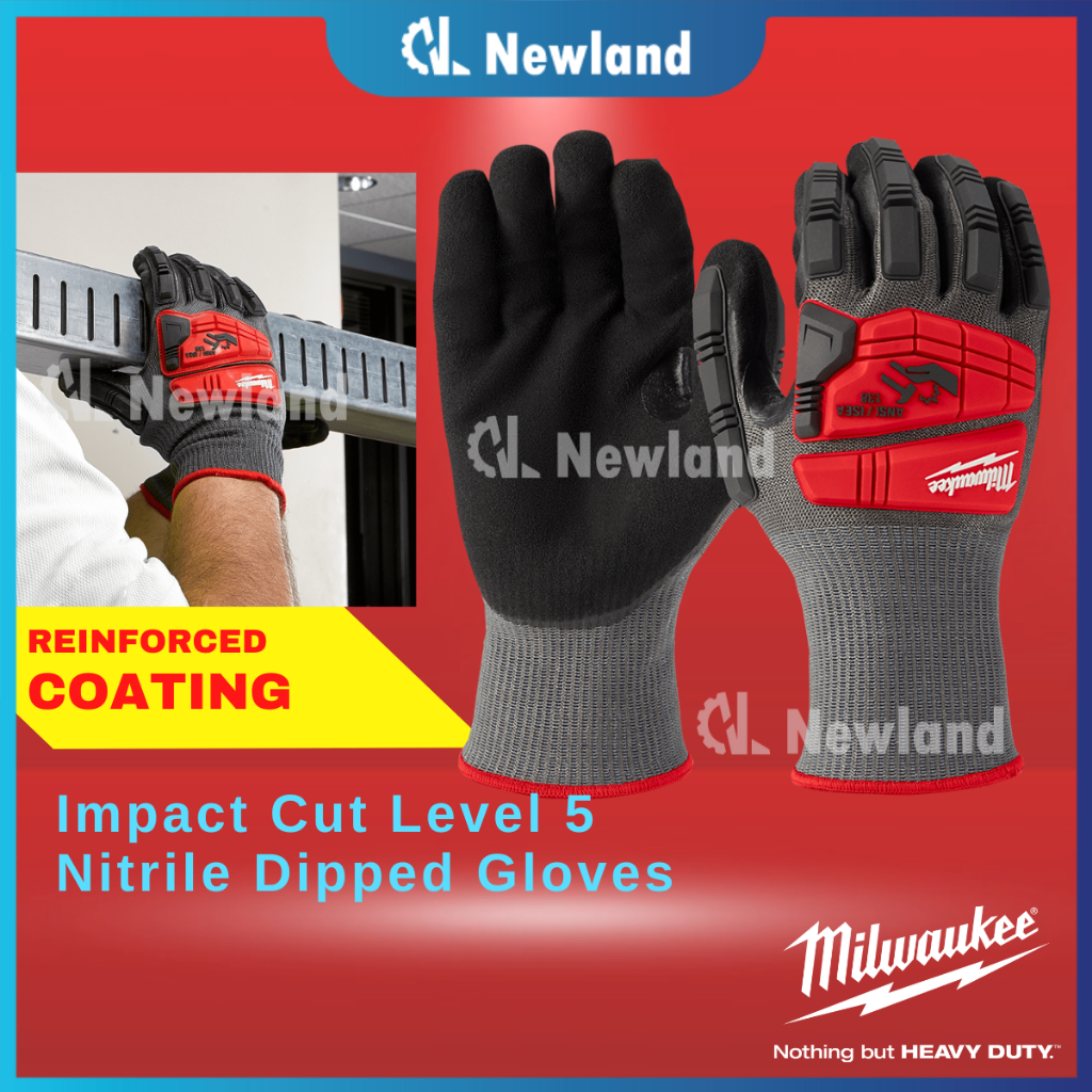 Milwaukee Glove / Impact Cut Level 5 Nitrile Dipped Gloves / S & M Size