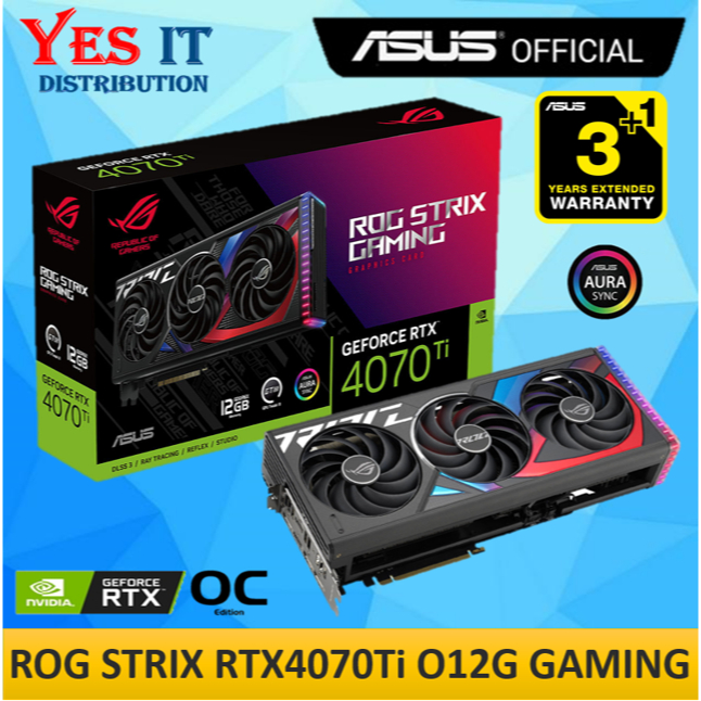 Asus ROG Strix GeForce RTX 4070Ti 12GB GDDR6X OC Edition Graphics Card ...