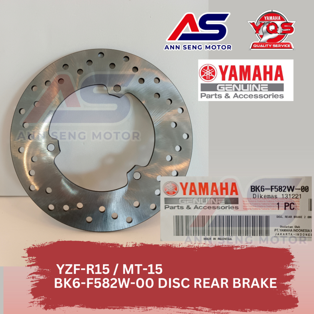 YAMAHA YZF-R15 / MT-15 DISC REAR BRAKE ORIGINAL (BK6-F582W-00) | Shopee ...