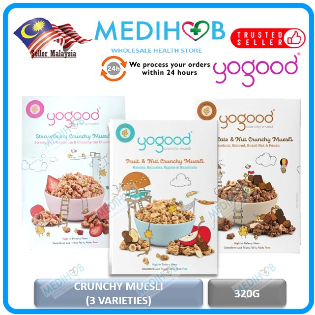 Yogood Crunchy Muesli Chocolate & Nut/Fruit & Nut/Strawberry (320g