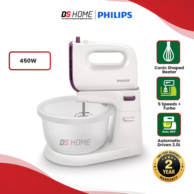 PHILIPS HR3745/11 STAND MIXER 400W 3L 5 SPEED WHITE KITCHEN APPLIANCES