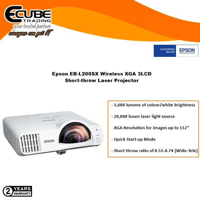 EPSON WIRELESS BUSINESS PROJECTOR EBL200SX SHORT THROW/MIRACAST (FREE