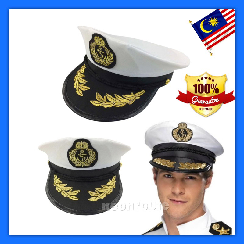 Navy Captain Hat. Topi Kapten Kapal. Yacht Boat Sailor Hat | Shopee ...