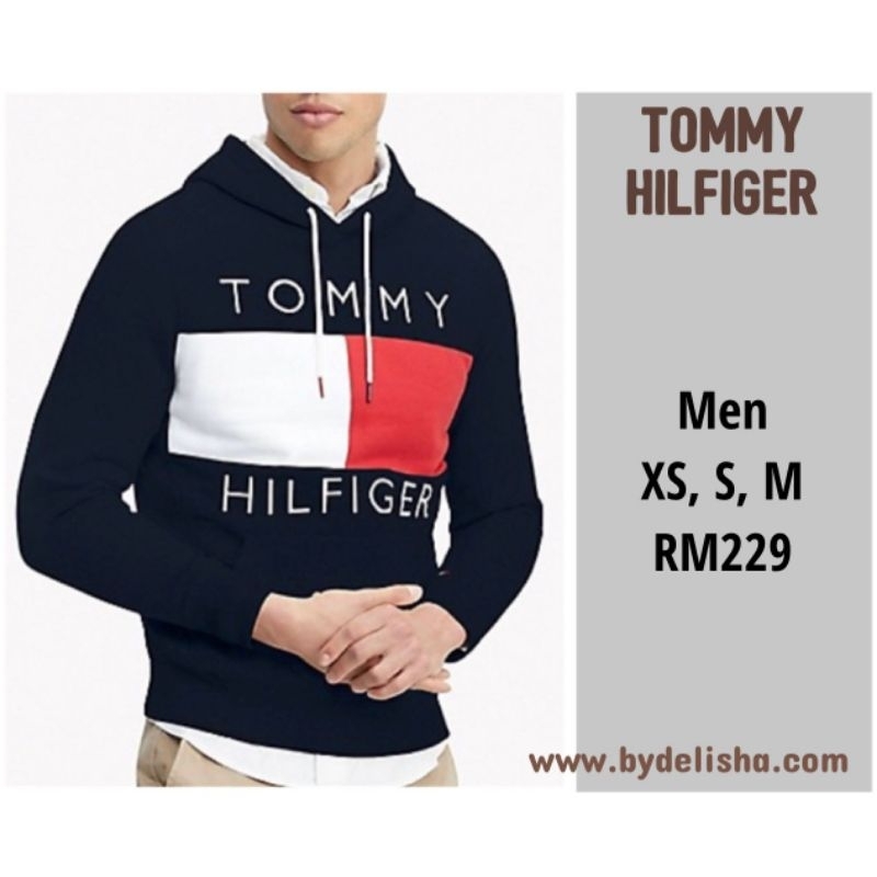 Tommy Hilfiger Men Hoodies Big Black Flag Logo Shopee Malaysia