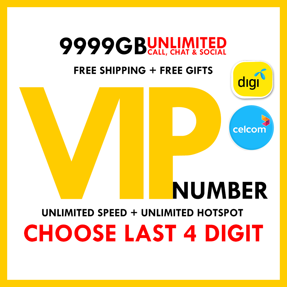 VIP Number Digi Sim Card Unlimited Data Call Hotspot Simkad
