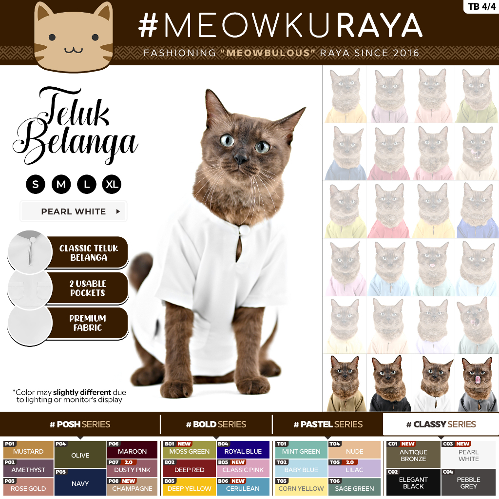 MEOWKURAYA 🐱 Baju Melayu Kucing Teluk Belanga (Cat Photoshoot Prop