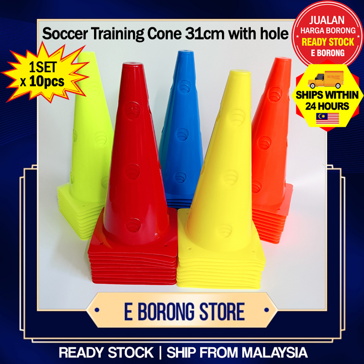 50-Pack Agility Soccer Cones With Carry Bag - Bright Red & Blue Disc Cones For Sports Training, Drills, And Games