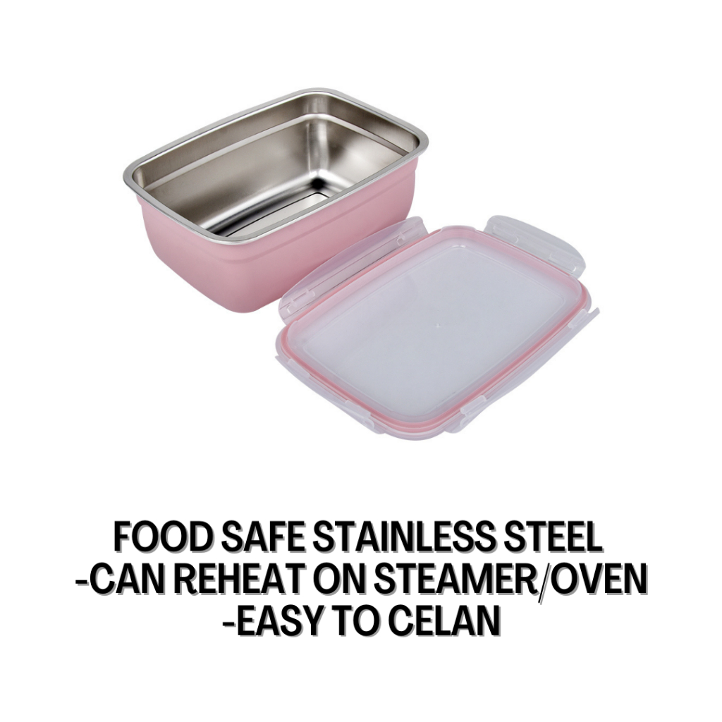 John Craft Food Safe Stainless Steel Food Container (Pink/Yellow/Green ...