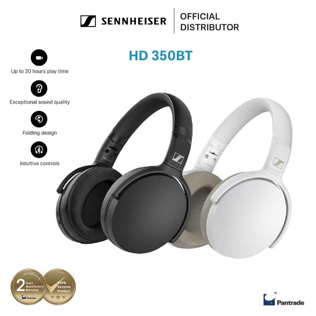 Sennheiser HD 350BT Wireless Headset White Black Shopee Malaysia