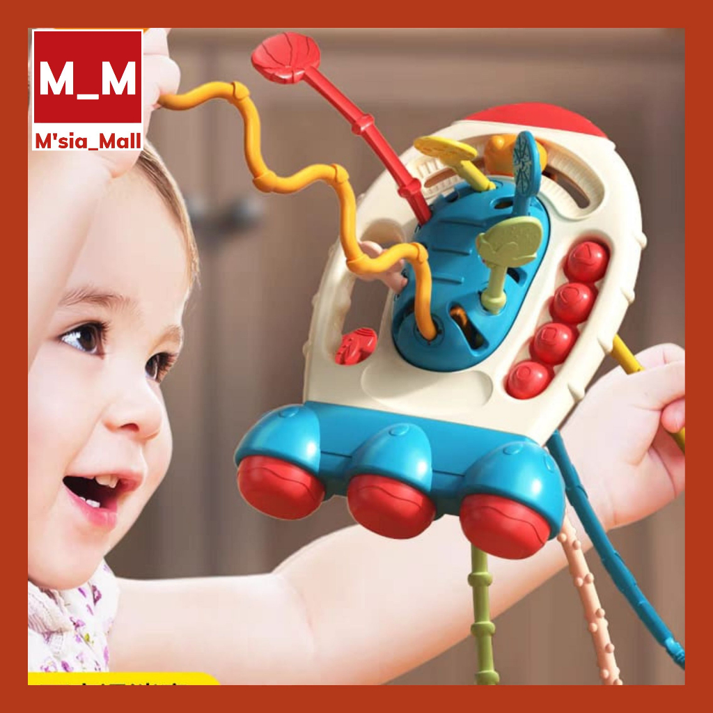 Rocket Pull String Sensory Toys Silicone Teething Rattles Baby Finger ...
