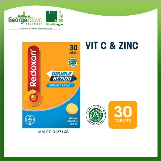 REDOXON DOUBLE ACTION VITAMIN C & ZINC CHEWABLE TABLETS ORANGE 30’s