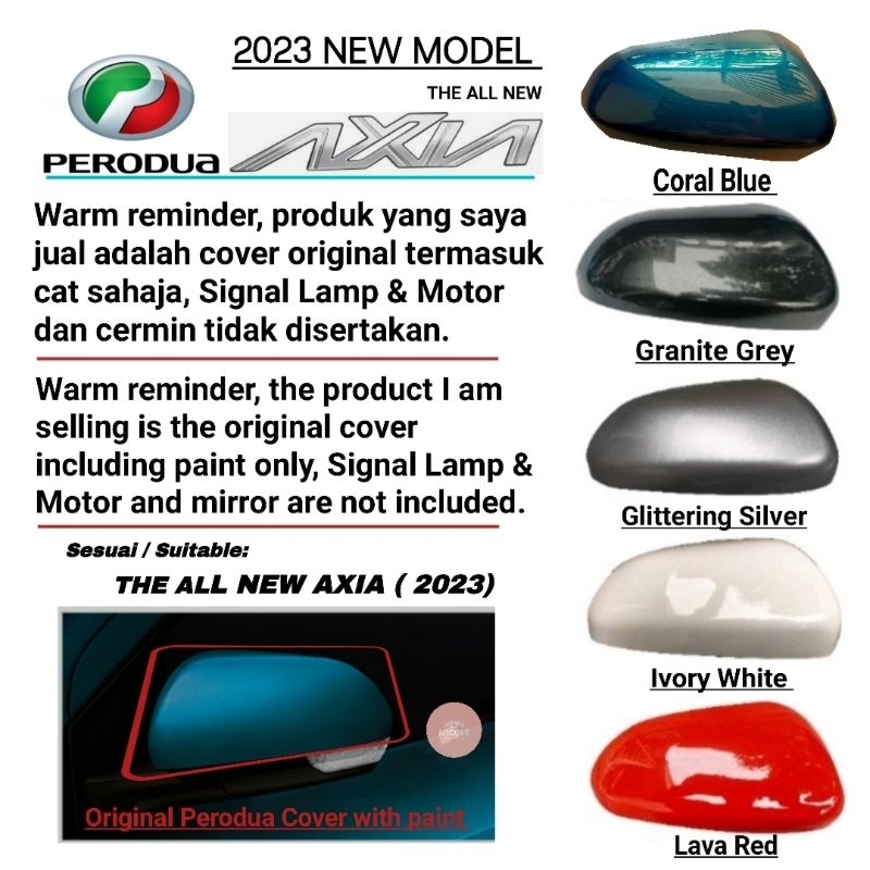 Original Perodua 2023 All New Axia Side mirror cover with paint only ...