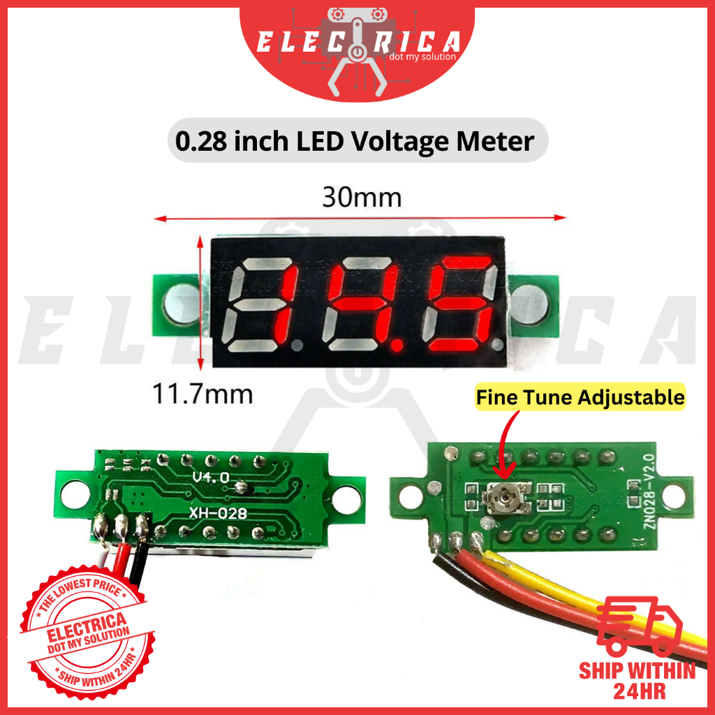 0.28 inch Digital LED Mini Display Module DC 0-100V Voltmeter Voltage ...