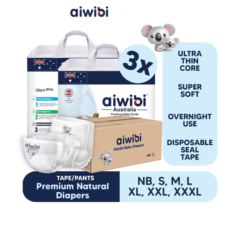 Aiwibi Premium Natural Diaper Pants (3's X Packs) | Shopee Malaysia