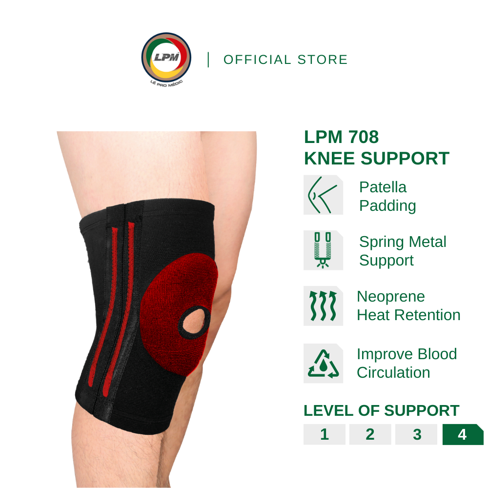 LPM Knee Guard 708 Neoprene Knee Support with Metal Side Bars for