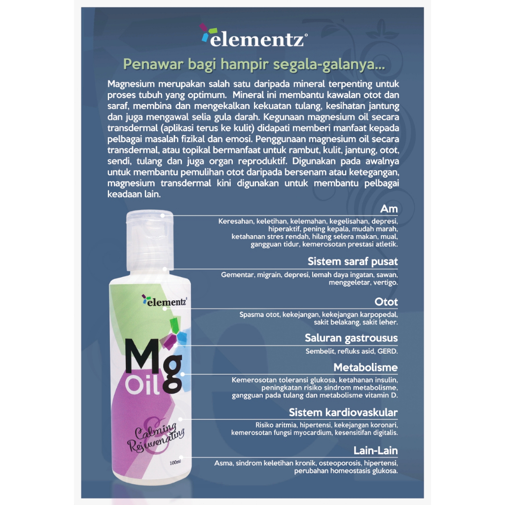 ELEMENTZ MAGNESIUM OIL 100 ML Shopee Malaysia