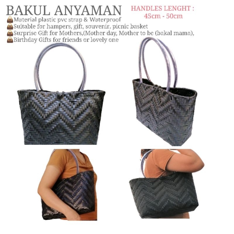 Bakul Anyaman Shoulder Bag Tote Bag Pre Order Medium Size M Plain Color Kraftangan Iban