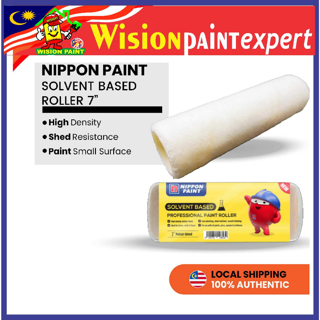 7" NIPPON PAINT ( SOLVENT ROLLER )Mohair Blend Roller Solvent Based