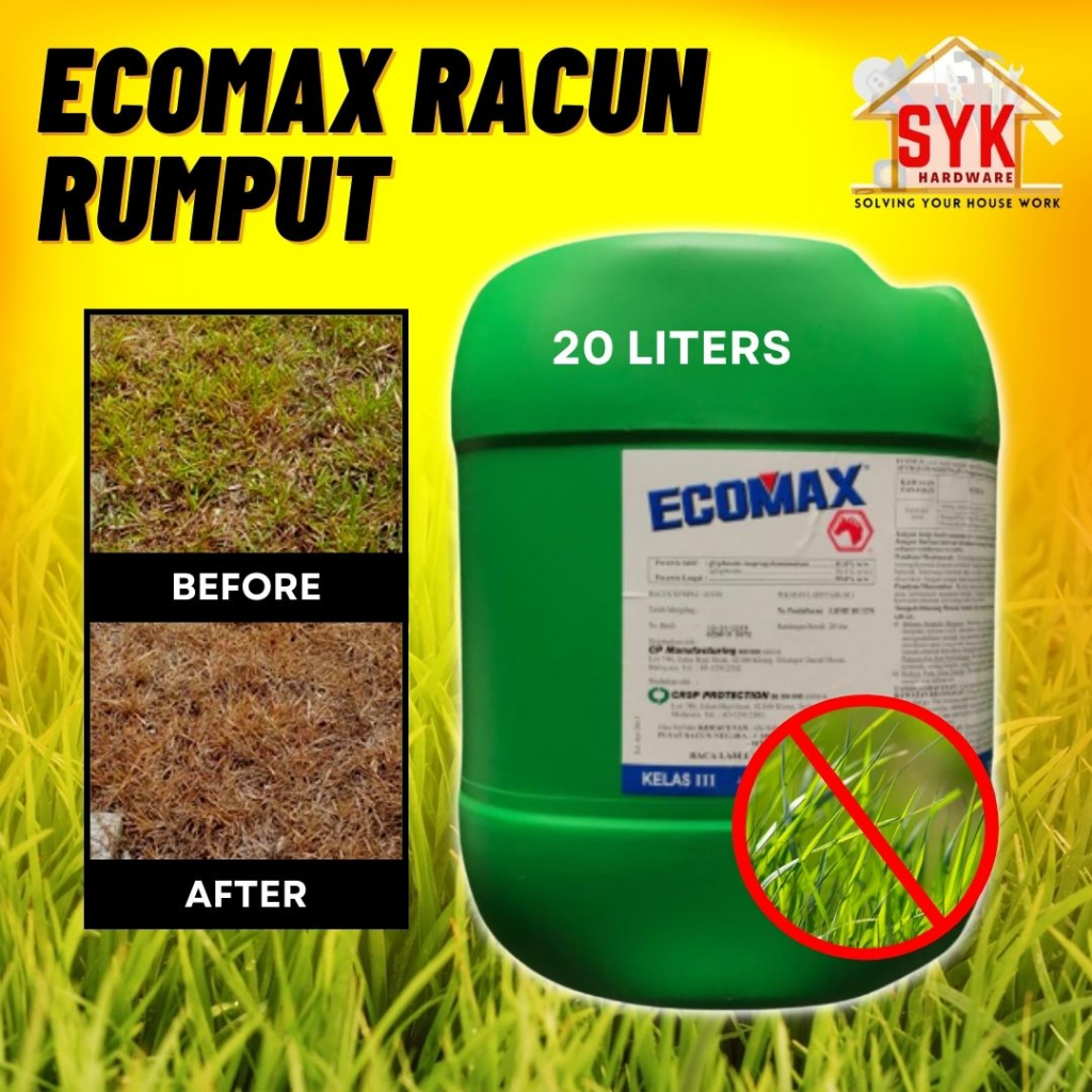 SYK Ecomax Racun Rumput 20L Racun Lalang dan Rumput Weed Killer Racun ...