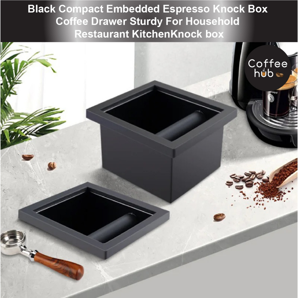 (Ready Stock)Black Compact Embedded Espresso Knock Box Coffee Drawer