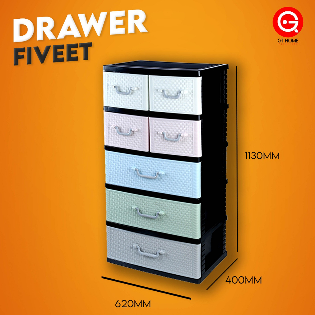 Century Drawer 5 Tier Plastic Drawer Storage Cabinets Clothes Almari