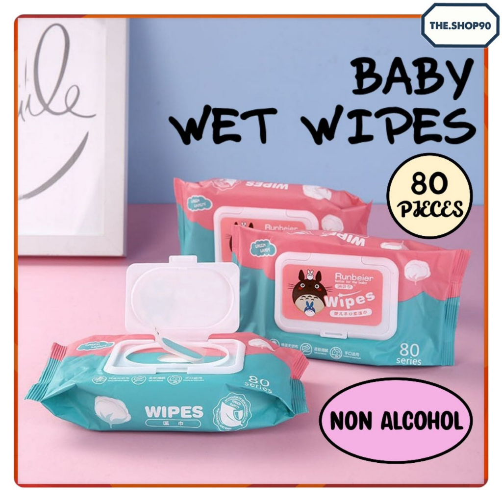 [80 Pcs] Portable Premium Baby Wet Wipes Tissue Alcohol Free Wet Tissue