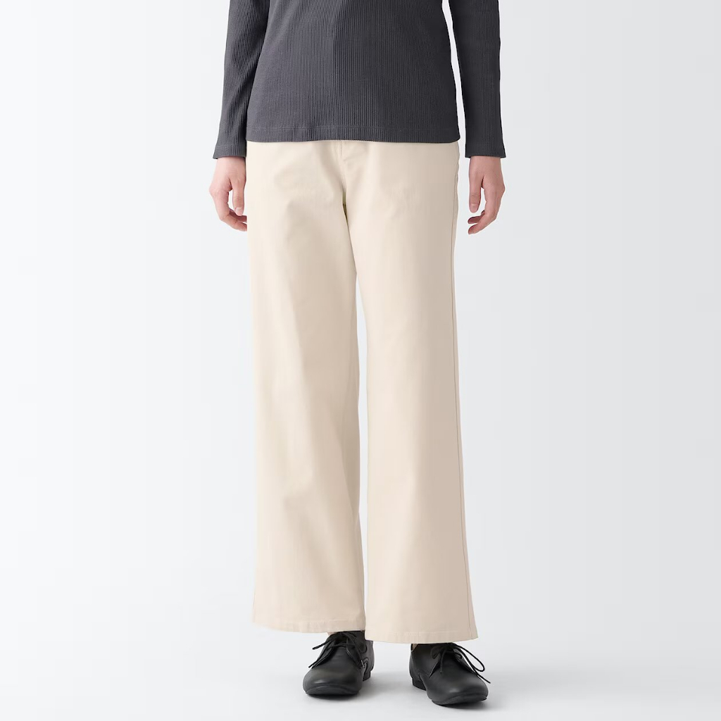 MUJI 4-Way Stretch Chino Wide Straight Pants | Shopee Malaysia