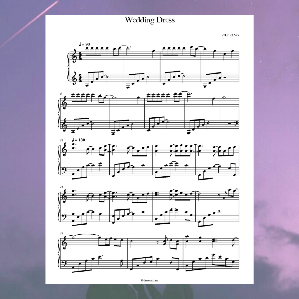 Wedding Dress Piano Sheet