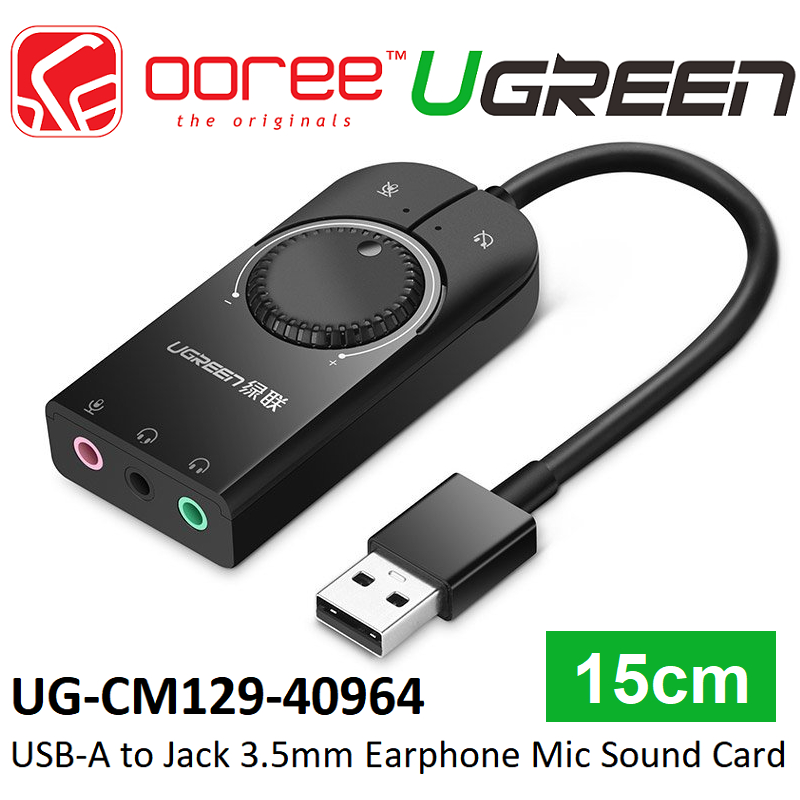 UGREEN CM129 USBA TO 3.5MM AUDIO JACK EARPHONE & MICROPHONE SOUND CARD