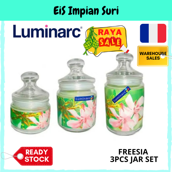 (Ready Stock!!) Luminarc Freesia 3 Pcs Jar Set/Food Storage Jar/Bekas ...