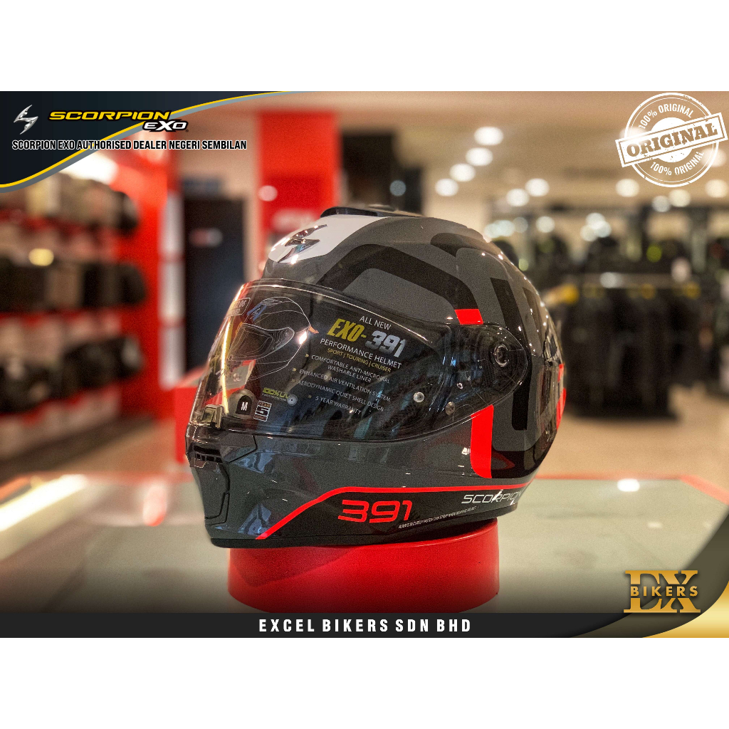 SCORPION HELMET EXO 391 AROK GREY RED BLACK / SCORPION HELMET