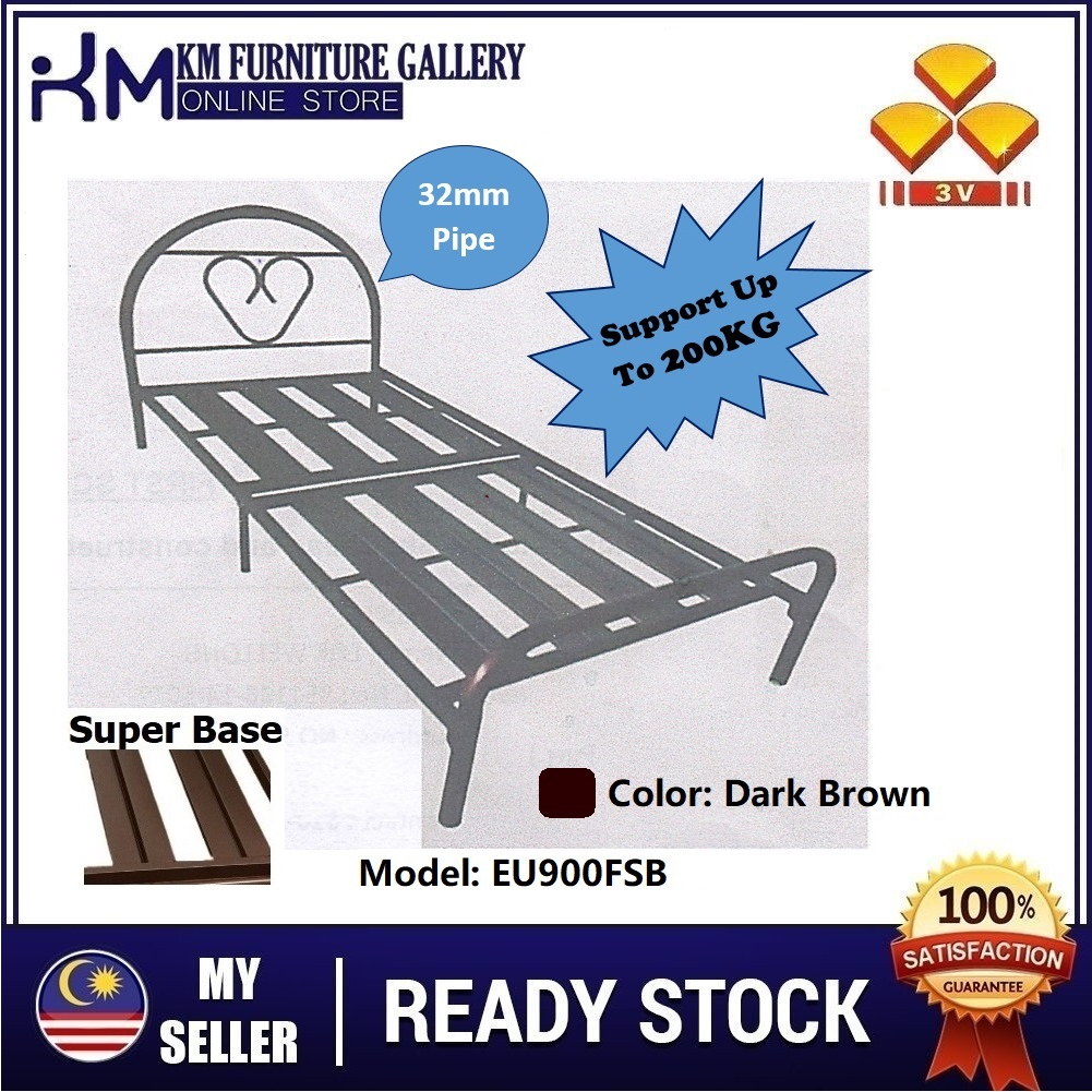 KM Furniture 3V Single Metal Bed Frame Super Base Heavy Duty (EU900FSB ...