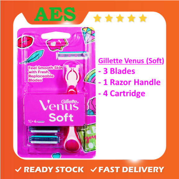 Gillette Venus Soft ( 1 Razor Handle + 4 Catridge Refill ) | Shopee ...