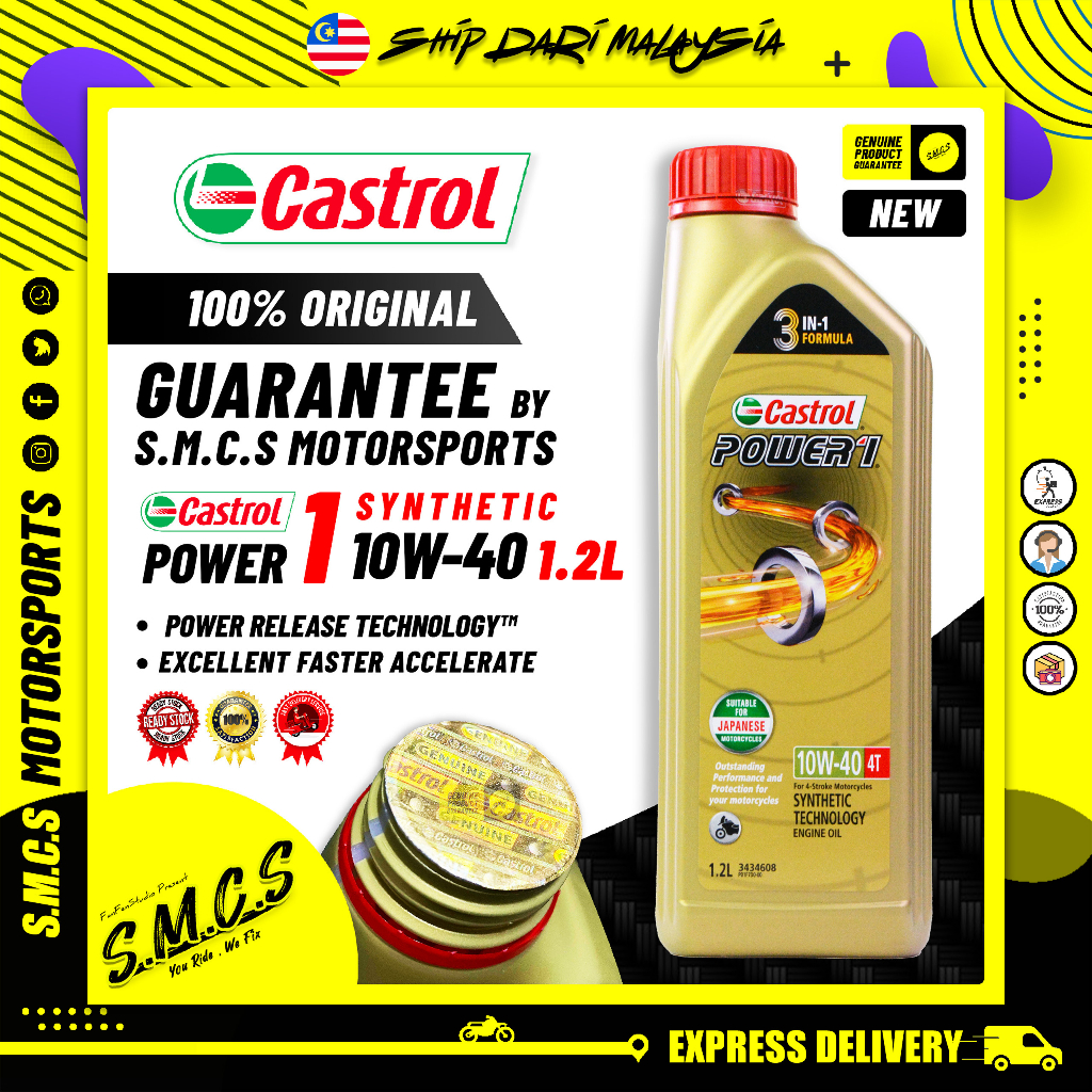 9 LITRE ENGINE OIL 4T CASTROL POWER 1 RACING 10W40 MOTORCYCLE 4 STROKE -  SYNTHET